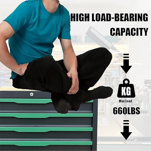 Miniatura 4 de Cofre de herramientas de 7 cajones con parte superior de madera, 31.3 pulgadas de ancho x 18.9 pulgadas de profundidad x 32.3 pulgadas de alto,