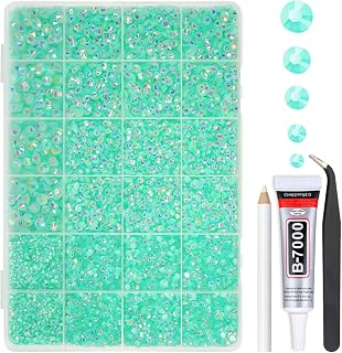 Aquamarine Green AB Resin Rhinestones for Bedazzling Crafting 2mm 3mm 4mm 5mm 6mm Flatback Jelly Stones Diamonds Charms for Nails Face Eyes Makeup Tumblers Bottles Crafts Clothes Shoes Phones