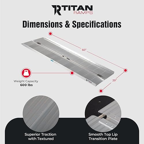 Miniatura 3 de Titan Ramps Rampa para silla de ruedas de un solo pliegue - Capacidad de 600 lb (5 pies)