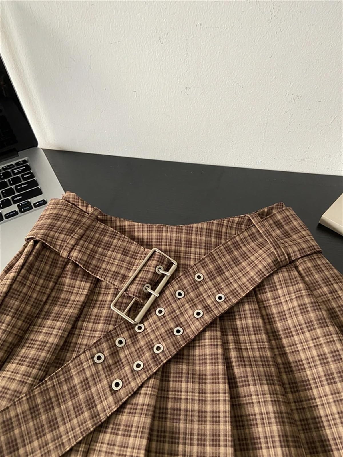 Falda plisada para mujer, a cuadros, acampanada, vintage, estilo preppy, ropa estética de los años 90, ropa de verano