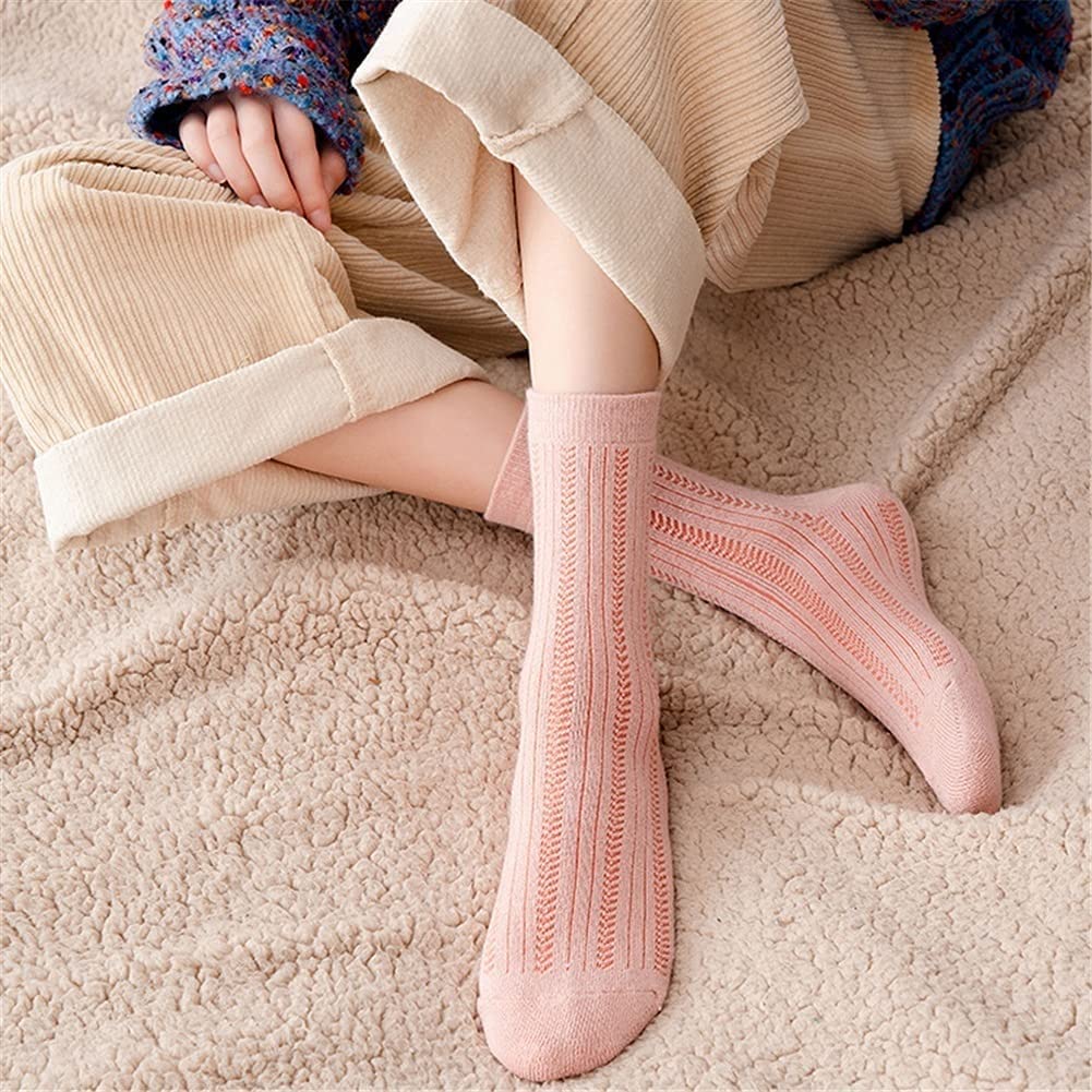 5 Pares de Calcetines de Tubo Retro, Calcetines de Mujer, Calcetines Gruesos cálidos de Felpa for otoño e Invierno, Calcetines de Conejito de Dibujos Animados a Cuadros