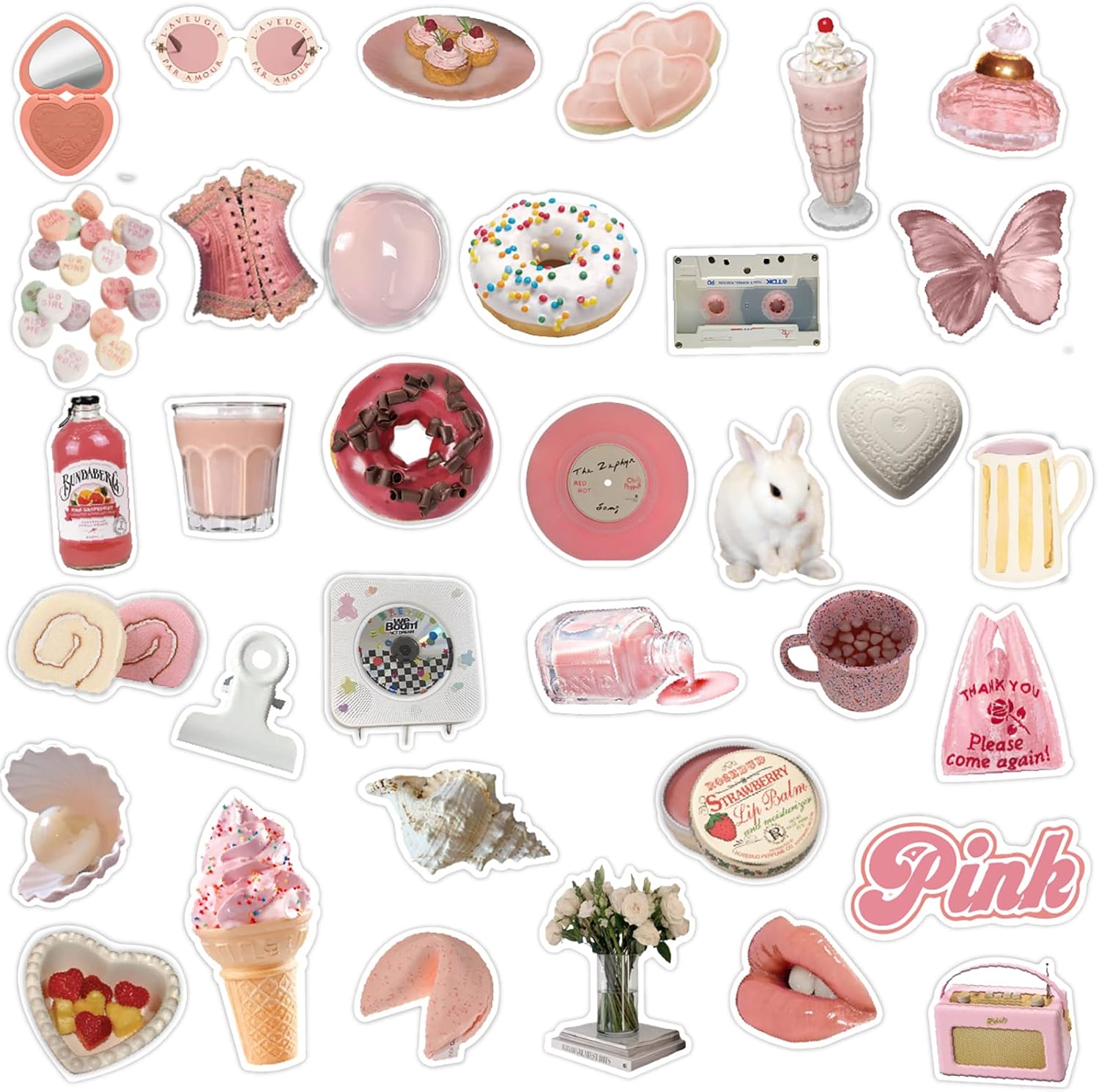 70枚 韓国ステッカー セット 可愛い ピンクシール おしゃれ 女の子ステッカー防水 ステッカーDIYスーツケースステッカー スノーボード、スーツケース、ギター、車 バイク 、ヘルメット、パソコン 携帯ノート ステッカー