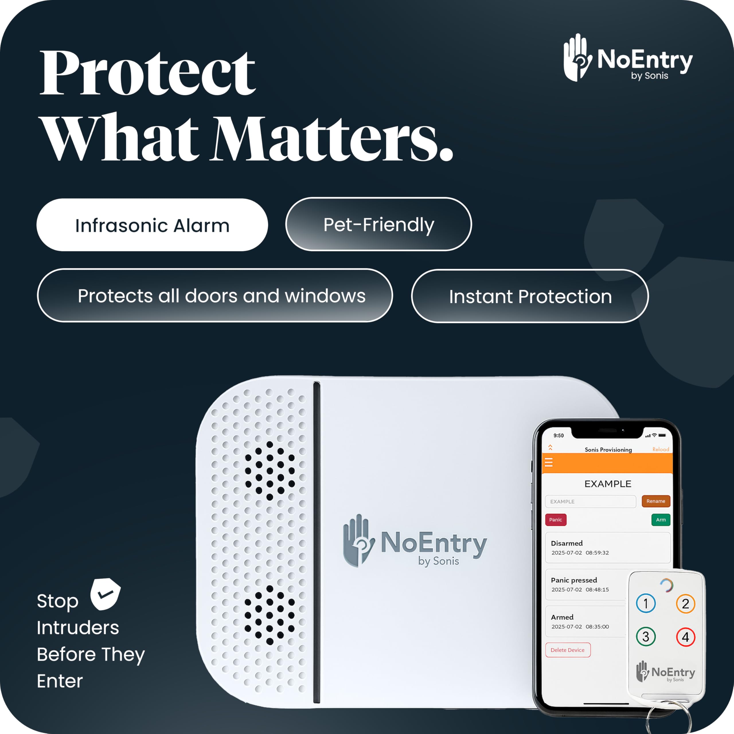 NoEntry by Sonis Wireless Home Alarm System, Patented Acoustic Intruder Detection, Alerts Before Entry, Easy Self-Install - Image 2