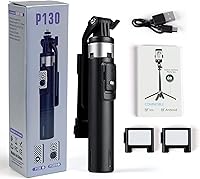 Vista 7 de Trípode para selfie, trípode extensible de 49 pulgadas para teléfono con luz LED dual y control remoto, para grabación de video/Gopro, compatible