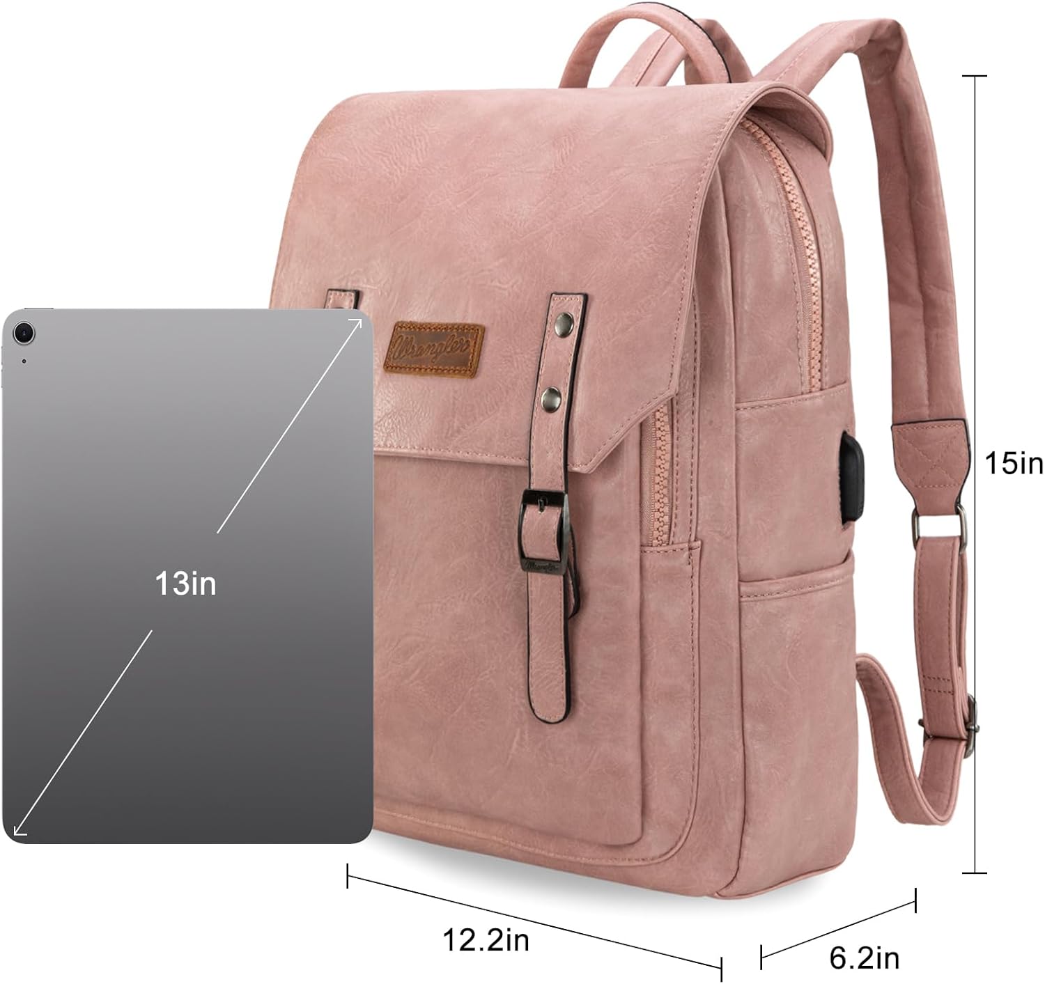 Montana West Wrangler Laptop Backpack with USB Charging Port, Vintage Travel Work College Bookbag for Women Men