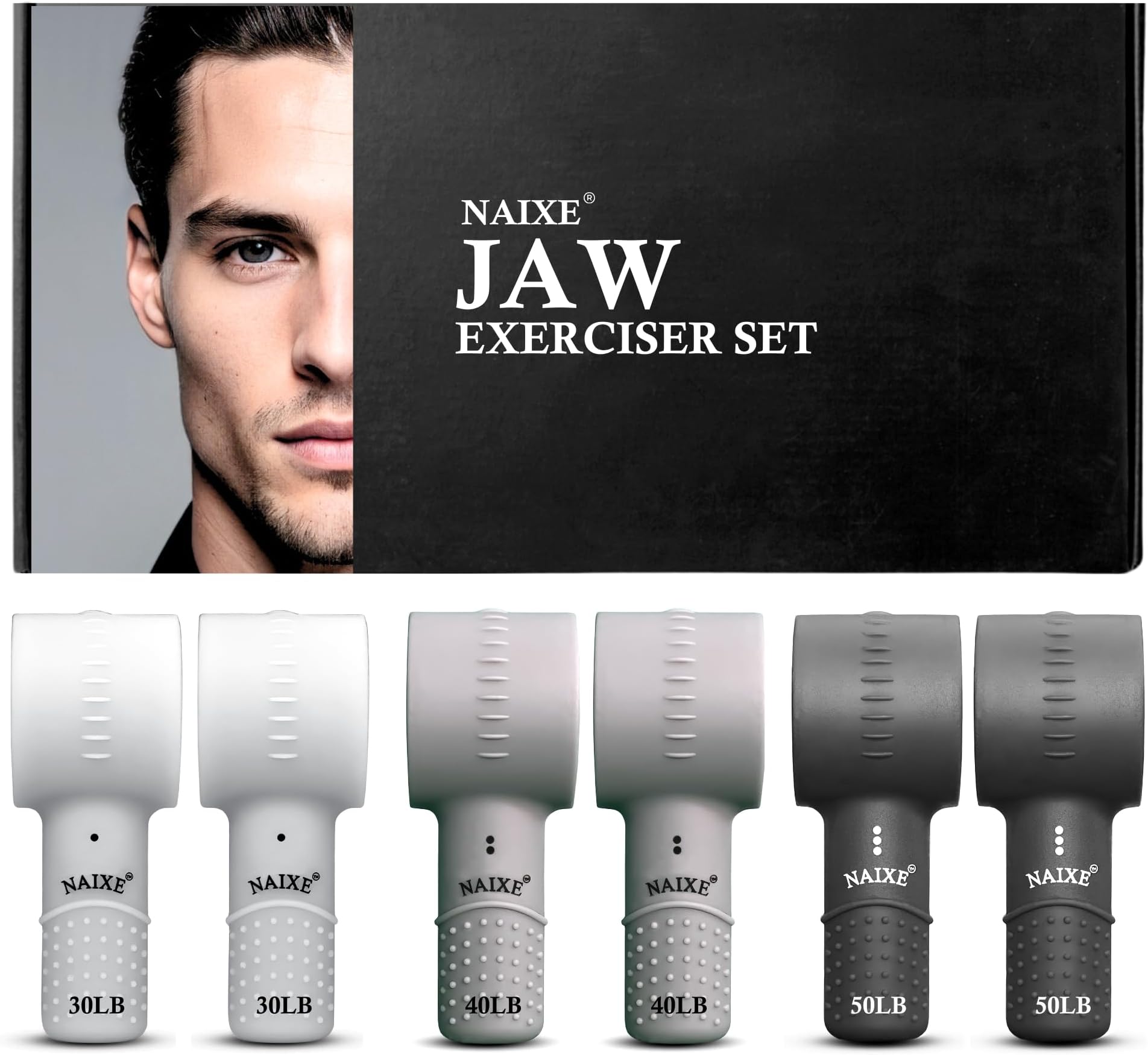 Jawline Exerciser for Men and Women, Jaw Exerciser, Jawline Trainer, 3 Resistance Levels, Face Slimmer, Silicone Face and Neck Exerciser, Double Chin Reducer Eliminator
