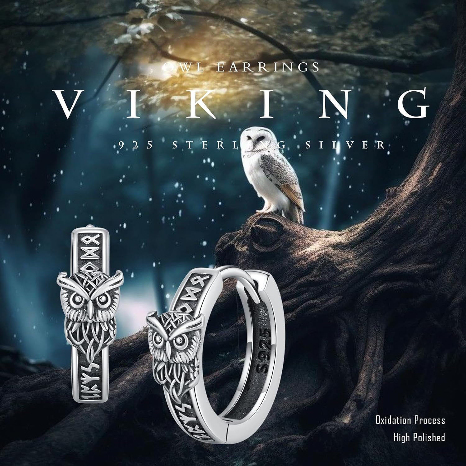 Viking Earrings 925 Sterling Silver Mjolnir/Cross/Wolf/Tree of Life/Valknut/Vegvisir Hoop Stud Earrings Abalone Crystal Jewelry for Men Women - Image 6