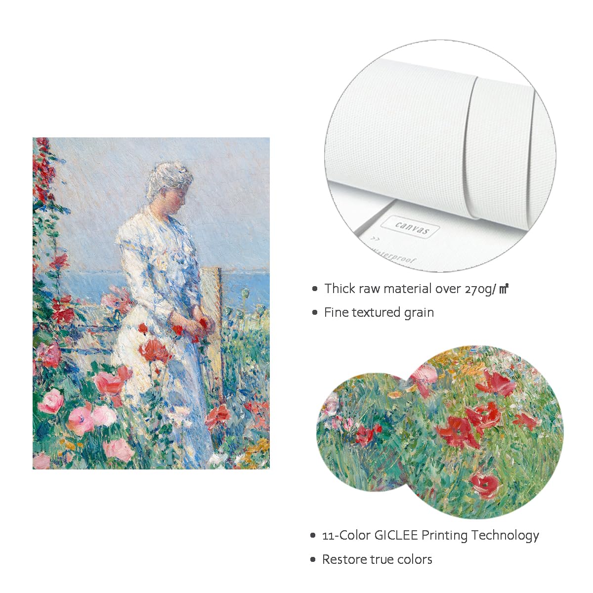 SHENGPOSTER Childe Hassam w ogrodzie płótno sztuka ścienna domek ogród ilustracja plakat obraz do jadalni sypialni dekoracja ścienna bez ramy 65 x 85 cm
