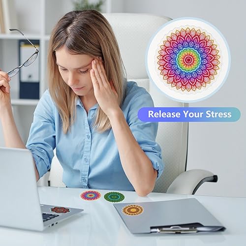 Miniatura 4 de 16 calcomanías calmantes para calcomanías sensoriales, estilo mandala, artículos para aliviar el estrés, táctiles, ásperas, texturizadas, calmantes