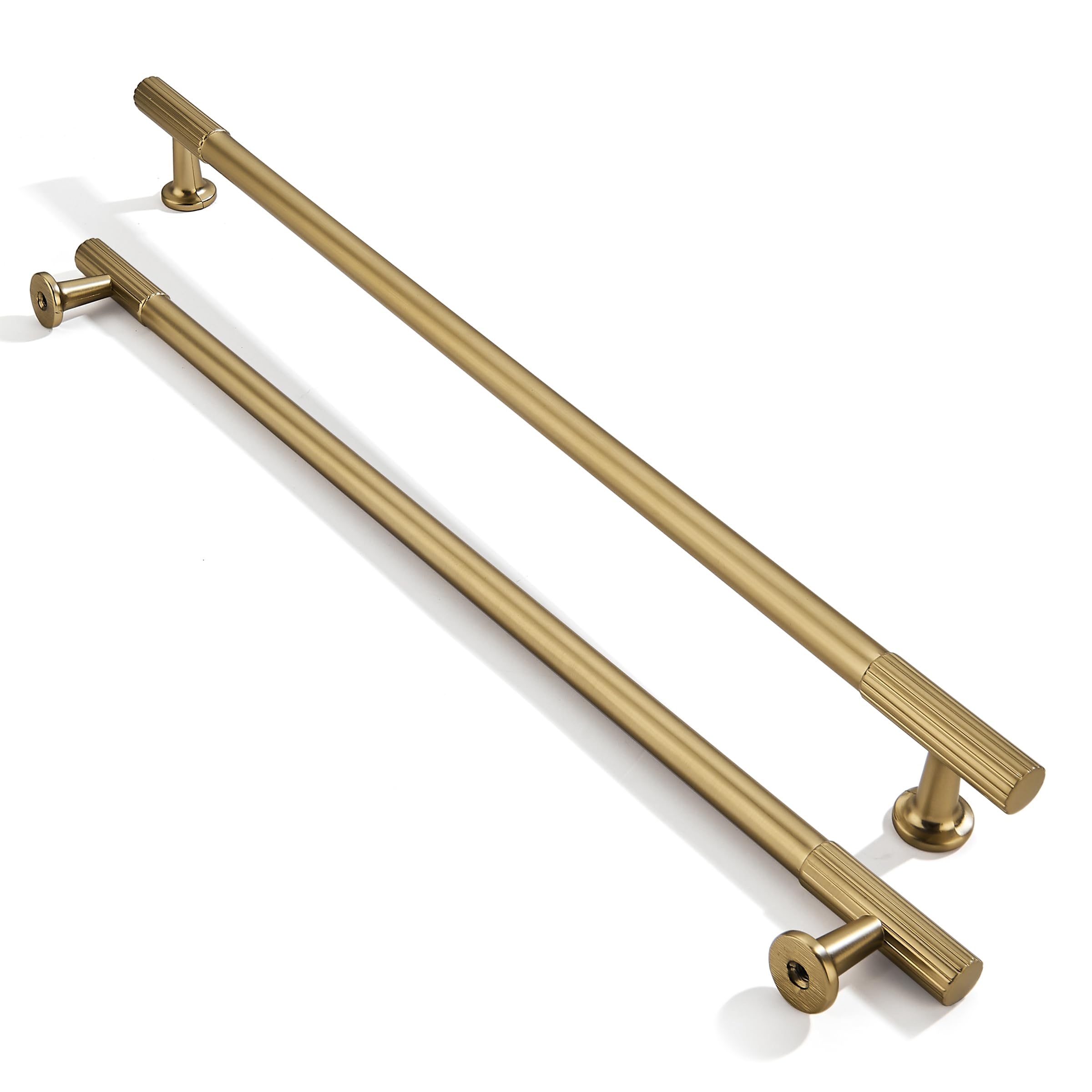 ZAUYX 5-Pack 12 Inch Hole Center Brushed Brass Cabinet Pulls Solid Heavy Duty Cabinet Pull is Suitable for Drawers Dressers Handles Kitchens Bathroom cabinets — image 1