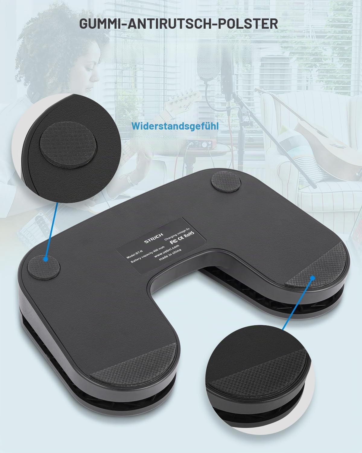 STRICH Drahtloser Page Turner Pedal für iPad, Wiederaufladbares Musikseitenumblätter-Pedal, 5 Modi, USB Lautloses Fußpedal für Tablets, iPad Pro, Instrumente Spielen, PC, SPT-10
