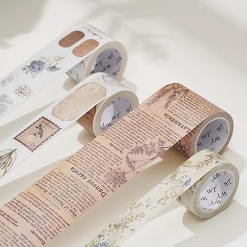 Miniatura 6 de 4PCS 5MRoll Vintage Stamp Letter Die-Cut Washi Tape Journaling DIY Handmade Masking Tapes Stickers Cute Papeleria Supplies