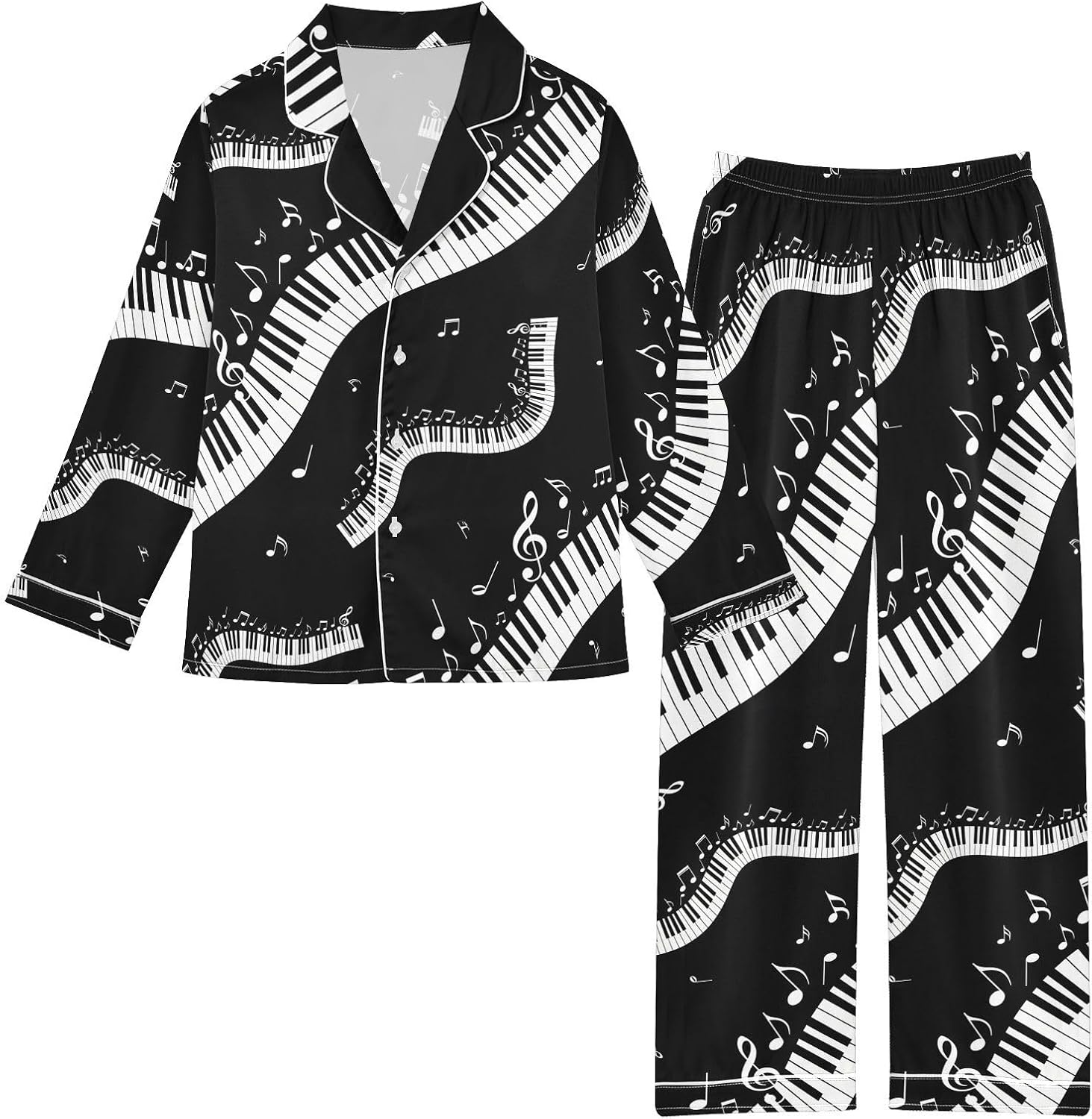 QUGRL Satin Pajama Sets Long Sleeve Button Down Sleepwear Silky Nightwear Loungewear 2 Piece PJS 5-14Y