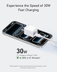 Anker Nano USB C Charger Block, 30W PIQ 3.0 Foldable iPhone Charger Fast Charging for iPhone 17/16 Series, Galaxy, iPad, Compatible with MagSafe