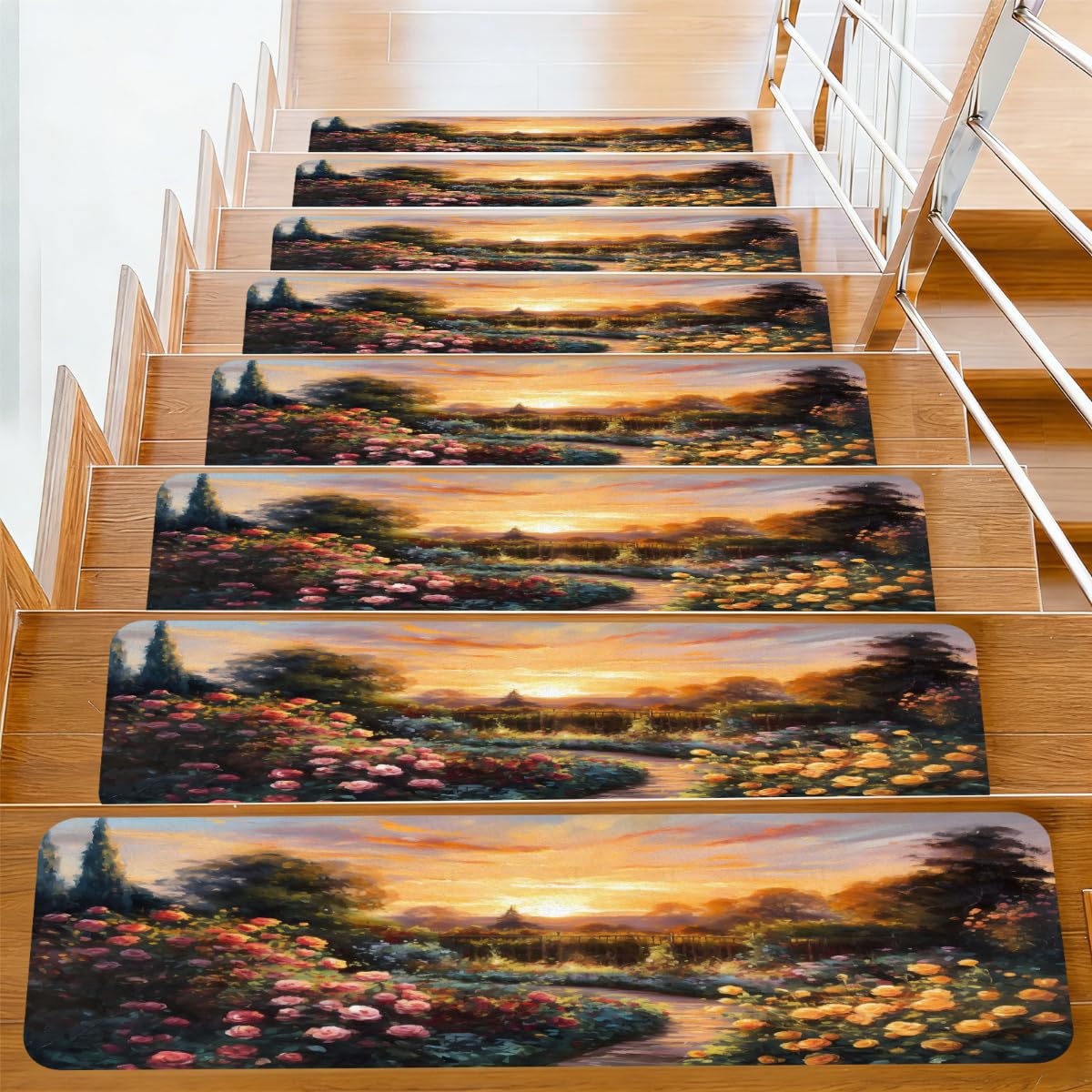 Alfombrillas para peldaños de escalera Mexpekil autoadhesivas de 76 x 20 cm, 15 unidades