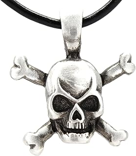 Trilogy Jewelry Pewter Skull and Crossbones Pirate Pendant on Leather Necklace