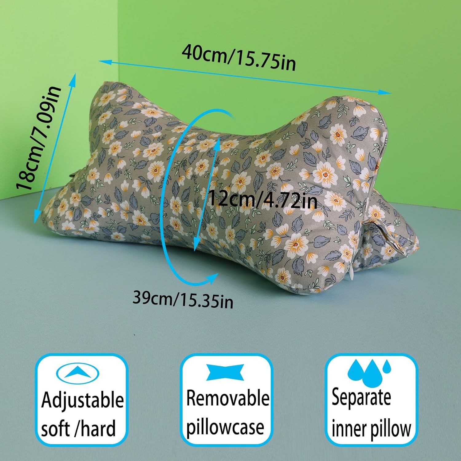 Neck & Cervical Pillows Dog Bone Shaped Travel Neck Pillows With Washable Removable Cover Have Loops On Either End For Car Bus Truck Driving Comfort Head Rest Support Neck Chiropractic Pillow ( Color - Image 7