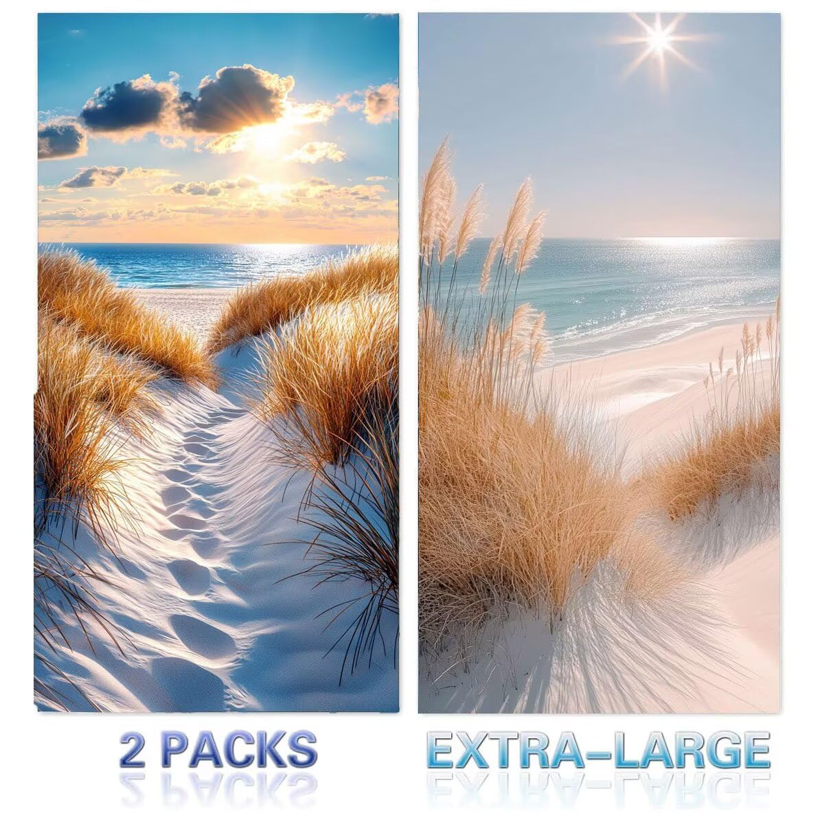 Ręcznik plażowy xxl 2 opakowanie, duży ręcznik plażowy z mikrofibry 80 x 160 cm, odporny na piasek, szybkoschnący, chłonny ręcznik kąpielowy, letni prezent dla kobiet (wydmy krajobrazowe) B-842