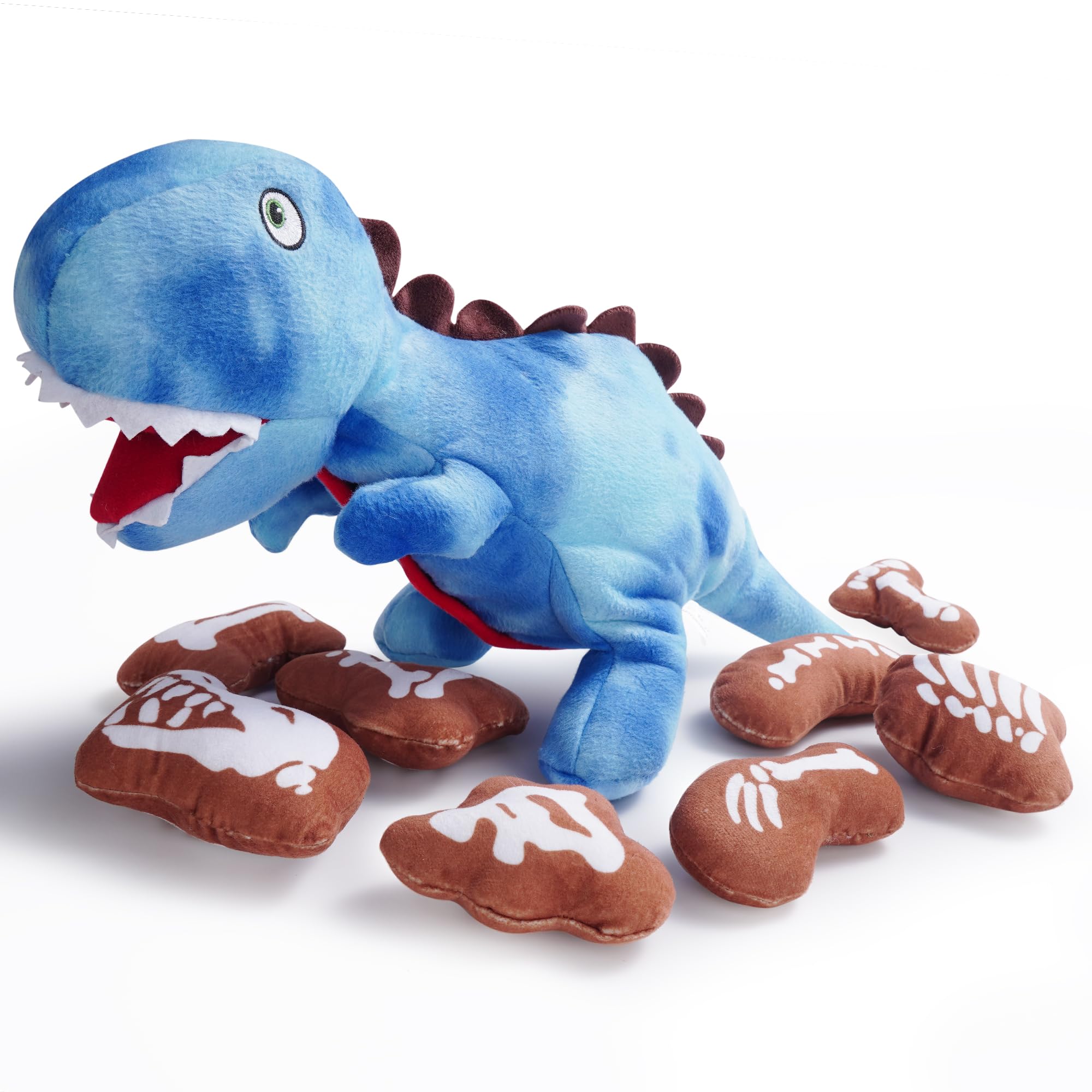 Nocciola Jouets dinosaures 9 en 1 pour chien : jouet à mâcher drôle en peluche pour chiens de petite et moyenne race, casse-tête en peluche, fournitures pour animaux de compagnie, cache, stimulation