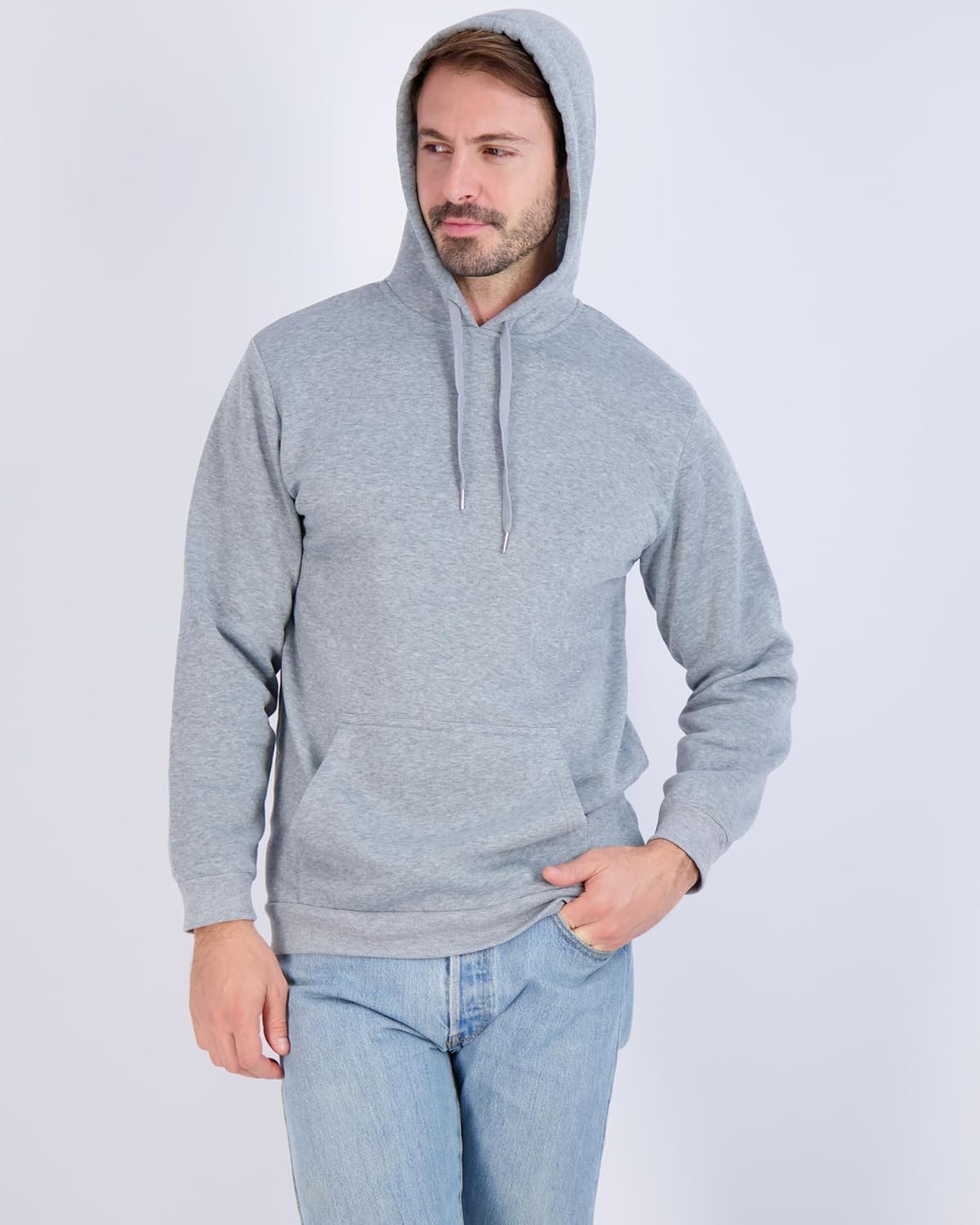 Real Essentials 3 Pack: Men's Fleece Pullover Hoodie - Long Sleeve Hooded Sweatshirt Pockets (Available in Big & Tall)