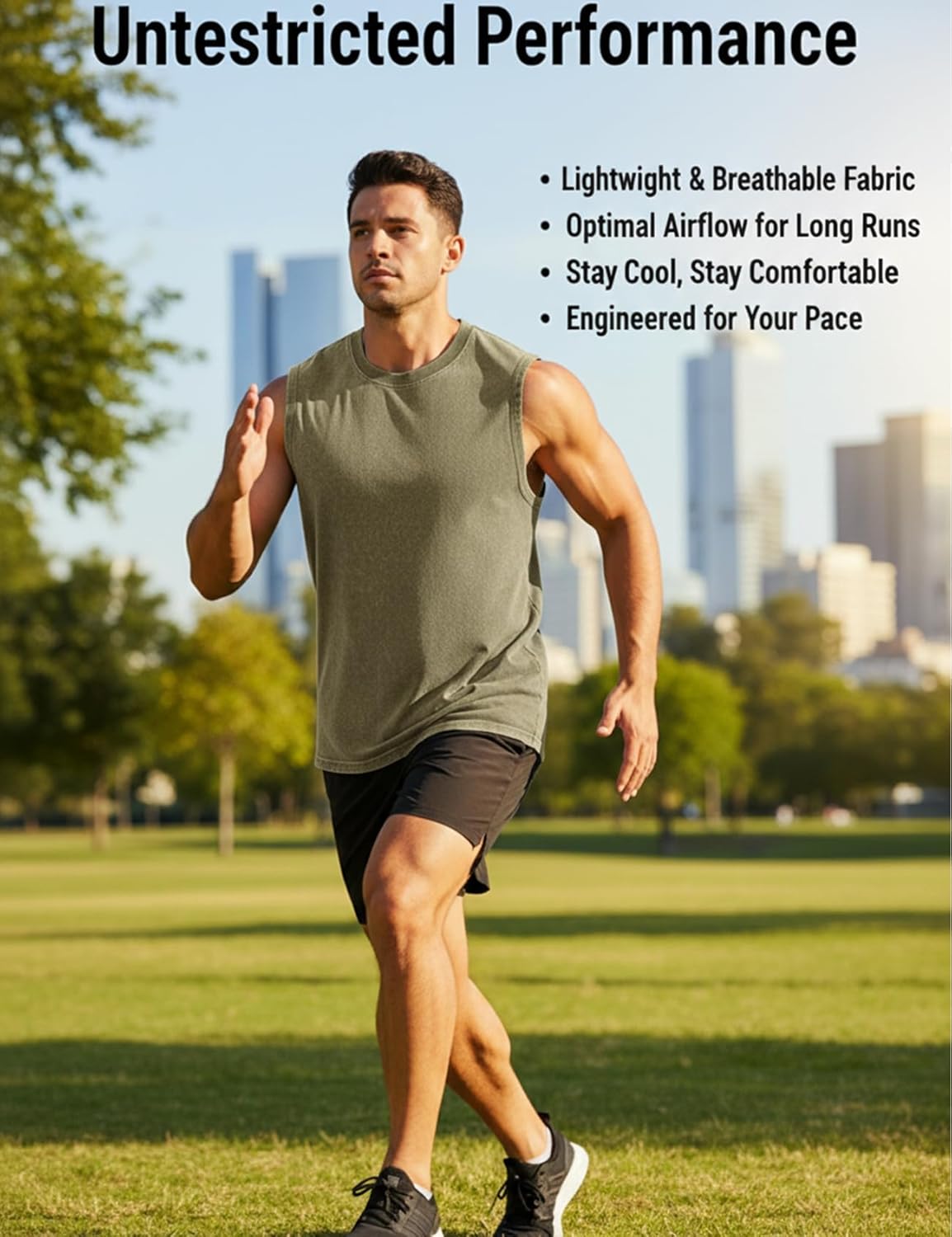 PAODIKUAI Men's Workout Tank Tops - Sleeveless Crew Neck Casual Gym Washed T Shirt Breathable Loose Fit - Image 5