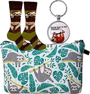Sloth Makeup Bag,Sloth Cosmetic Bag,Sloth Socks,Sloth Keychain，Sloth Gifts for Women,Sloth Gifts for Teen Girls