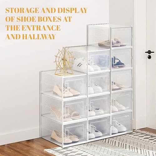 Miniatura 4 de Cajas de zapatos, apiladas sin derribar, las cajas de almacenamiento modulares se combinan libremente para su uso en armarios, debajo de camas,