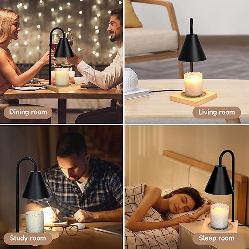 Vista 6 de Candle Warmer Lamp, Dimmable Candle Warmer Lamp with Timer for Jar Candles 2H/4H/8H Nightstand Lamp for Bedroom (2 Wax Warmer Bulbs)