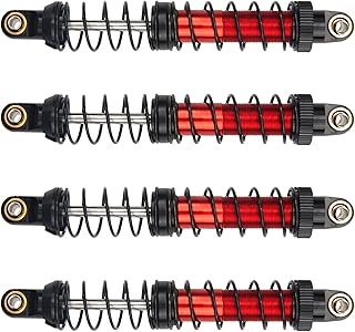 4Pcs Vgoohobby Metal Shocks Absorber Adjustable Dampers Compatible with Axial SCX10 Traxxas TRX4 D90 90046 Redcat Gen7 1/10 RC Crawler Car (Red,100mm)