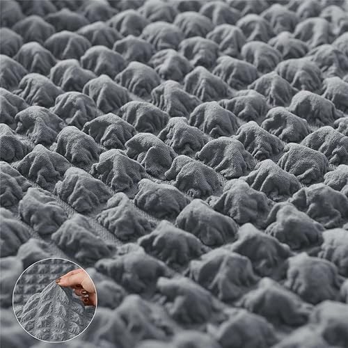 Miniatura 5 de Funda otomana rectangular con diseño de celosía de burbujas 3D, fundas protectoras de poliéster con falda elástica para taburete para sala de estar