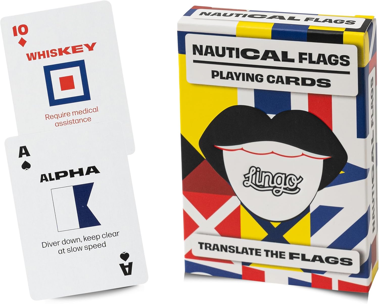 Lingo Nautical Flags Playing Cards | Travel Flashcards | Learn Nautical Flags Marintime Vocabulary in A Fun & Easy Way | 52 Essential Translations