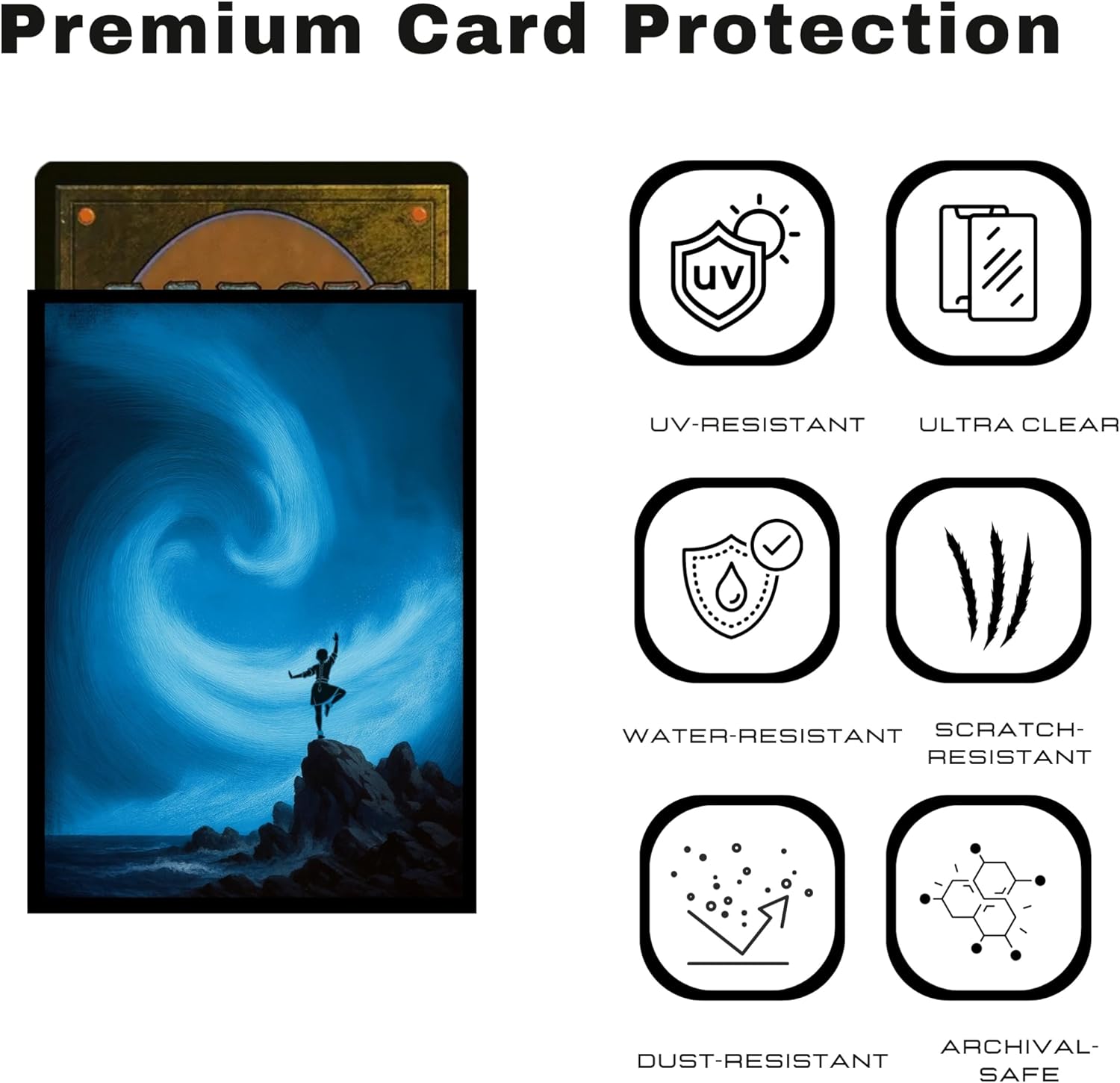 Trading Card Sleeves – 100 Count – Textured Matte Art Back & Clear Front (66 x 92 mm) – Fits Standard Cards, MTG, Sports & Collector Decks | Aetherstorm