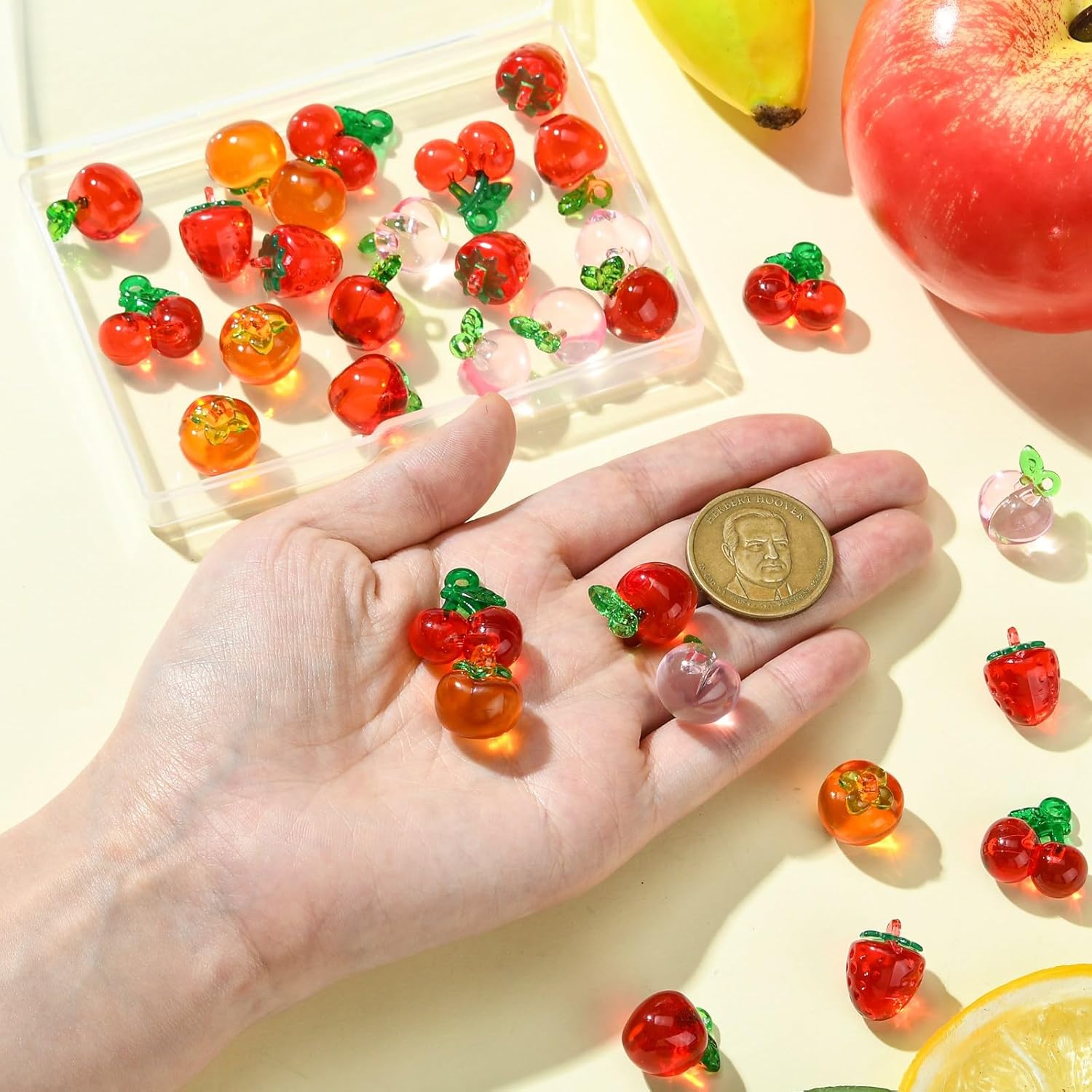 KitBeads 30pcs 5 Styles Acrylic Cherry Strawberry Charms for Jewelry Making - Image 3