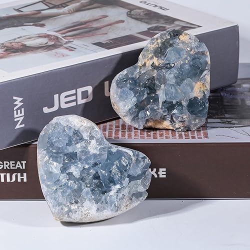 Miniatura 3 de Rockcloud Cristal curativo mineral celestita azul natural crudo geoda irregular decoración del hogar, espécimen de 0.48 a 0.66 libras, piedra en