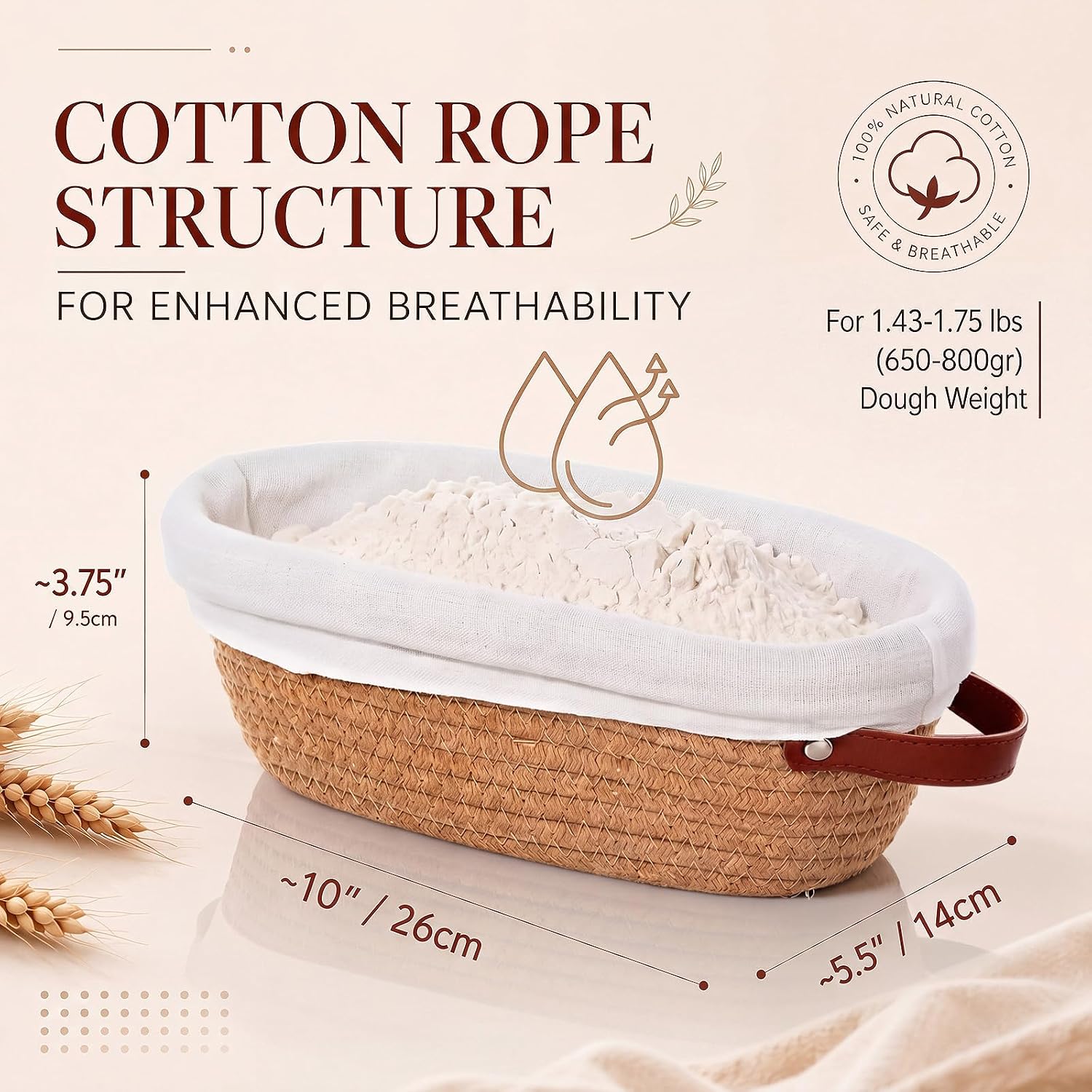 Hushee 8 Pack 10'' Oval Banneton Bread Proofing Basket for Bakers