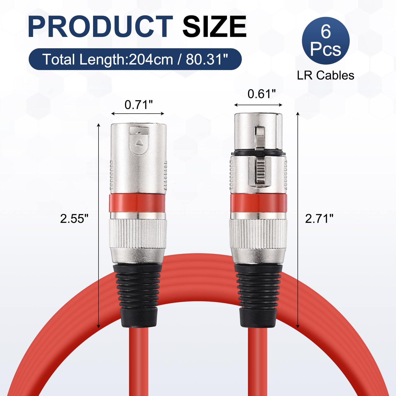 QUARKZMAN 6 Pcs Cables XLR 6.5 Ft Cable De Micrófono XLR Macho A Hembra 3 Pines Accesorios De Micrófono Balanceado Parche Altavoz Para Estudios De Grabación En Viviente Mezclador