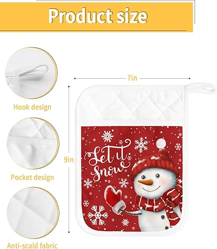 Miniatura 18 de Juego de 4 agarraderas de tela de rizo antideslizantes y aislantes de calor con bolsillo, guantes gruesos para horno, posavasos para hornear