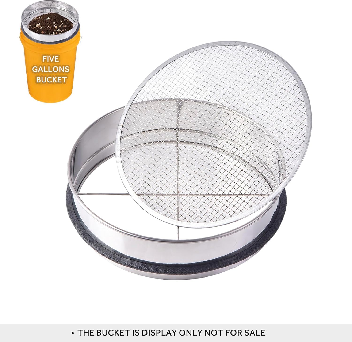 3PCS Thickened Soil Sifter, Dirt Sifter & Rock Sifter Set with 3 Removable Mesh Screens (3mm, 6mm, 9mm) - Reinforced Frame Fits 5 Gallon Bucket