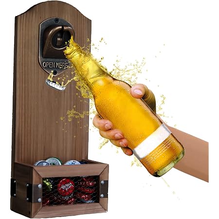 Décapsuleur Mural Magnétique En Bois Brut - Idée Déco Bière Vintage Pour Cuisine Ou Bar