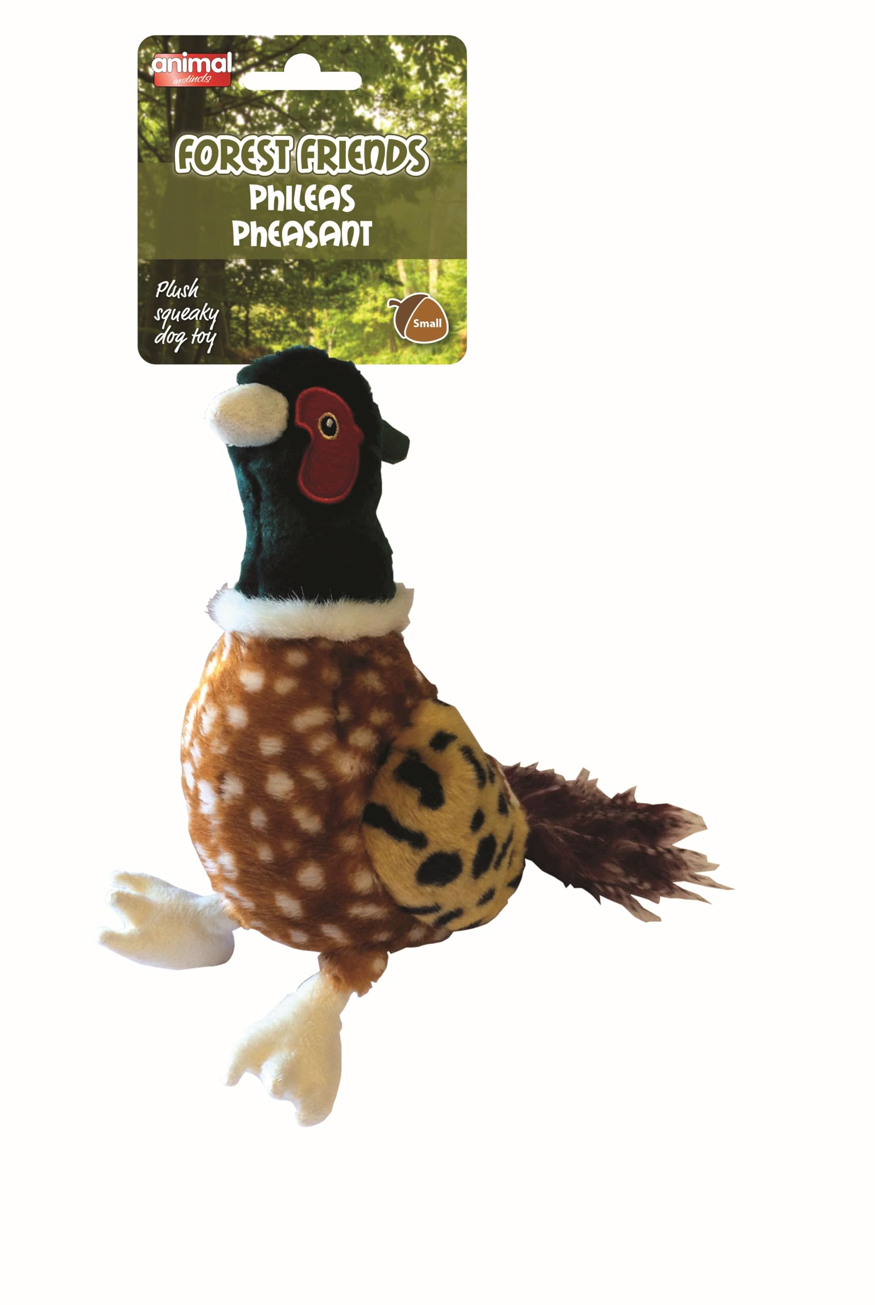 Animal Instincts Forest Friends Squeaky Dog Toy Soft Plush Toy For Dogs Comfort Puppy Toy Phileas Pheasant - Small
