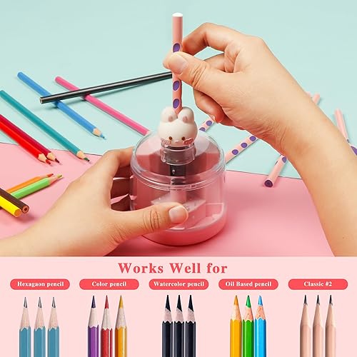 Miniatura 5 de Mcsalay Sacapuntas eléctricoaspiradorfacilitador para niños, bonitos suministros escolares para niños de grado K-5, artículos esenciales de regreso