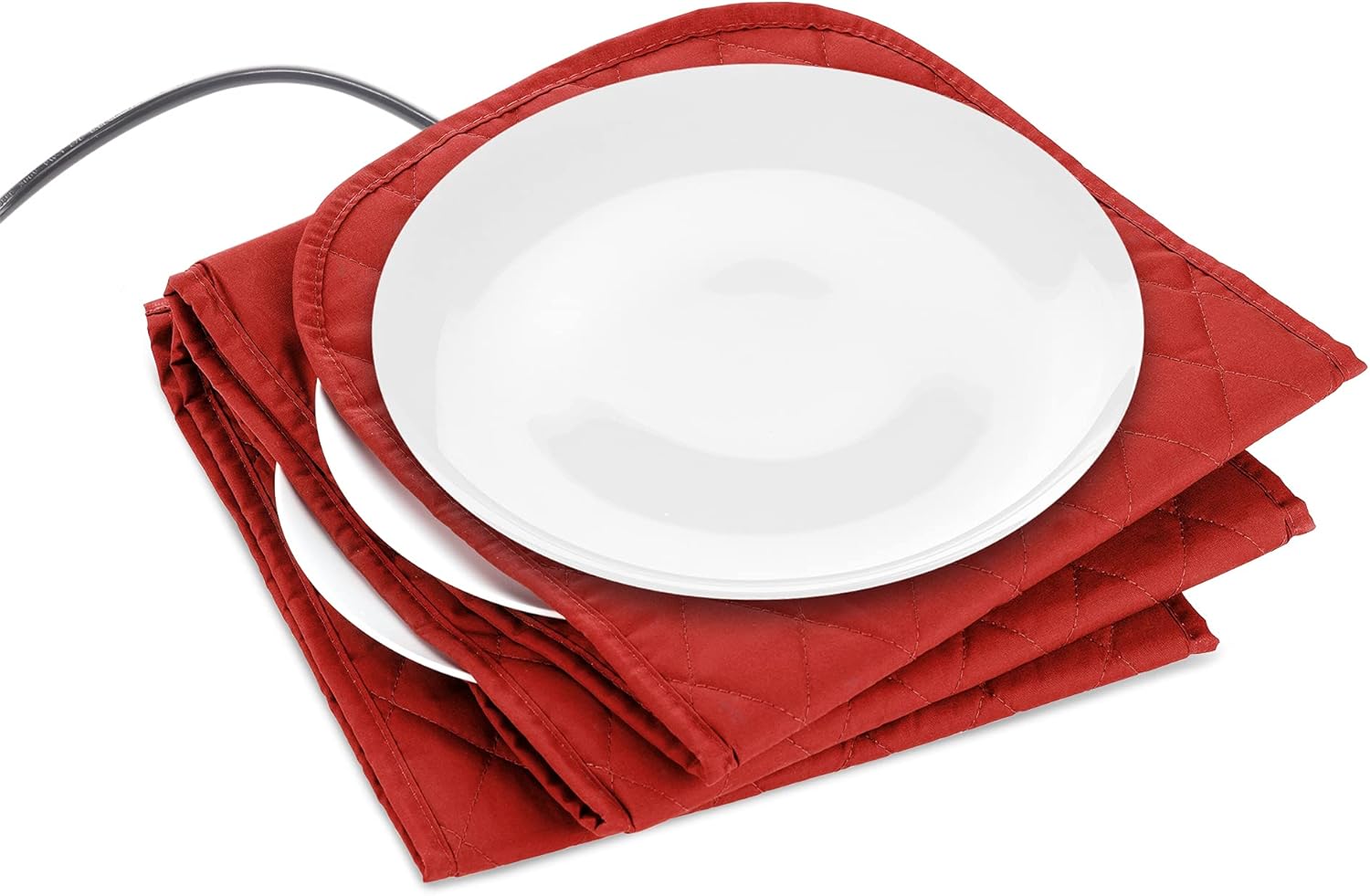 Navaris Electric Plate Warmer - 10 Plate Blanket Heater Pockets for Warming Dinner Plates to 165 Degrees in 10 Minutes - Thin Folding Design - Red