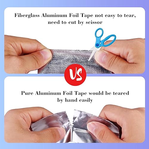 Miniatura 4 de BTTLINGIFT Cinta de papel de aluminio de fibra de vidrio  2 pulgadas x 65 pies, 5.9 mil de fibra de vidrio HVAC cinta de conducto plateado  Cinta