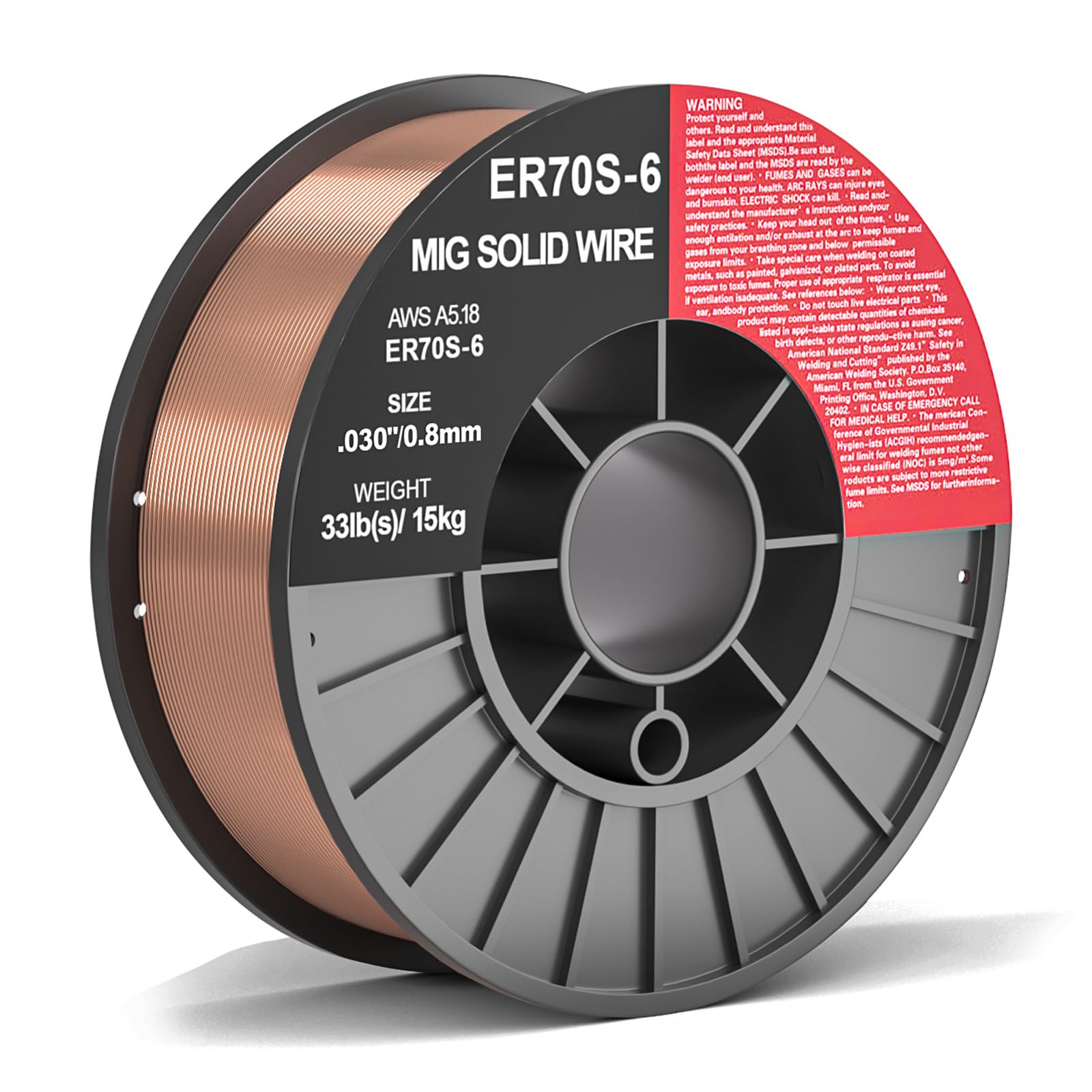 ER70S-6 .030-Inch on 33-Pound Spool Carbon Steel Mig Solid Strong ABS Plastic Spool Welding Wire (0.030-Inch 33 LB)