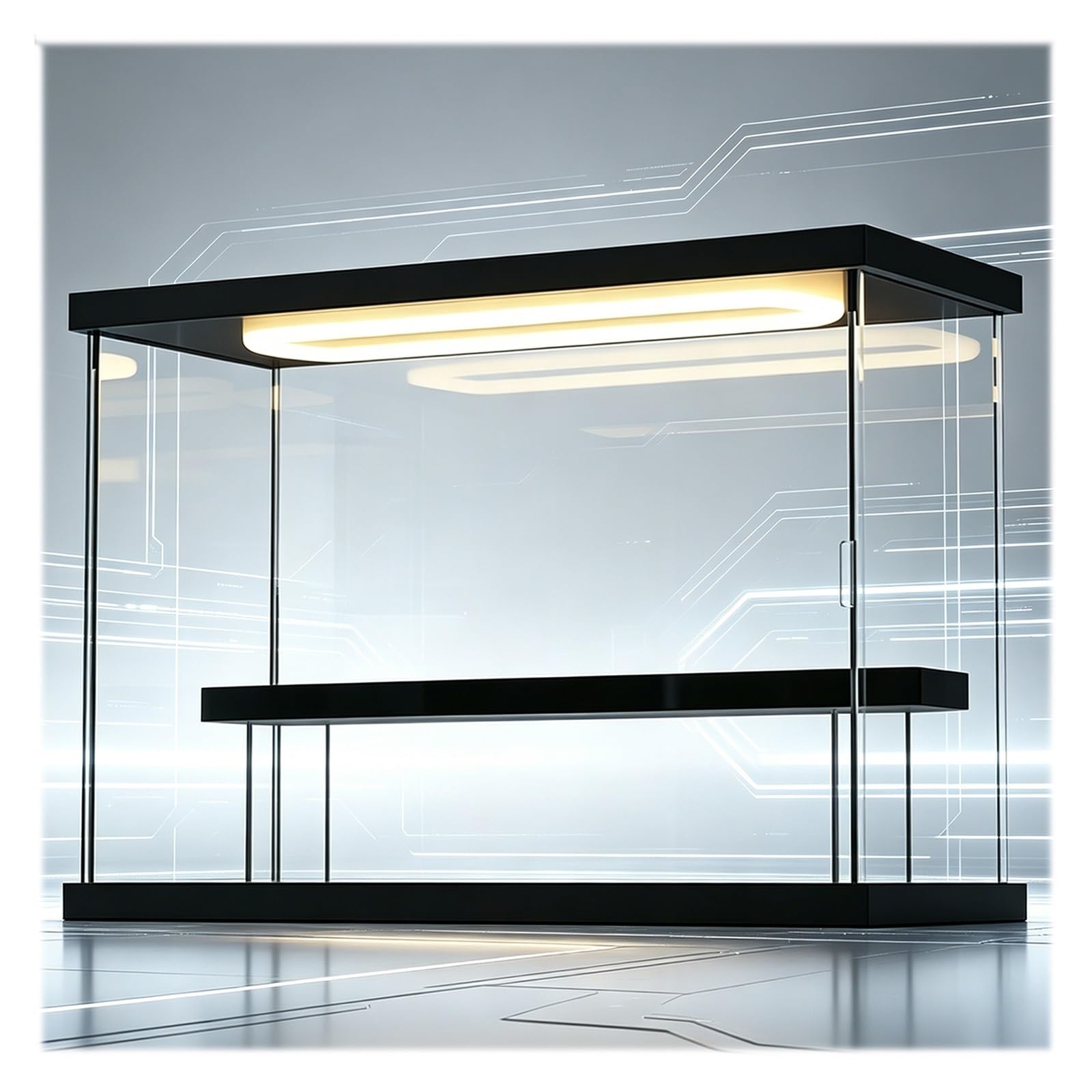 Stackable Acrylic Display Case with Lights, Transparent Display Box Protection Showcase for Souvenirs/ Medals/ Cards, Dustproof Acrylic Presentation Box(A)