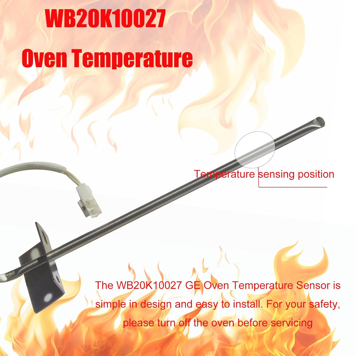 WB20K10027 General Electric Oven Temperature Sensor | Compatible with models: WB20K10027, 1567161, AH2374070, EA2374070, PS2374070