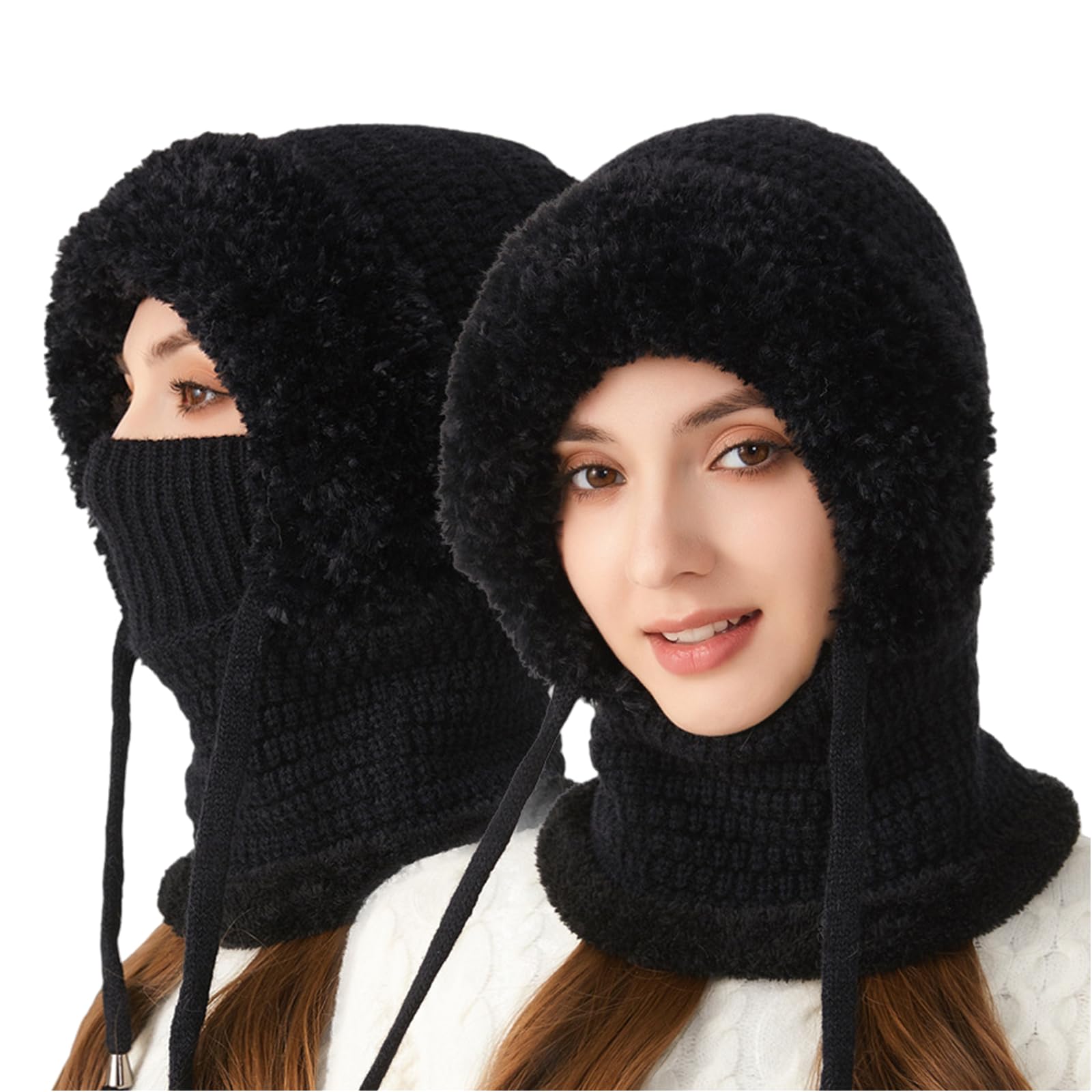 2026 New 3 in 1 Beanie Hat for Women Beanie Hat with Scarf fnd Mask Fleece Lined Warm