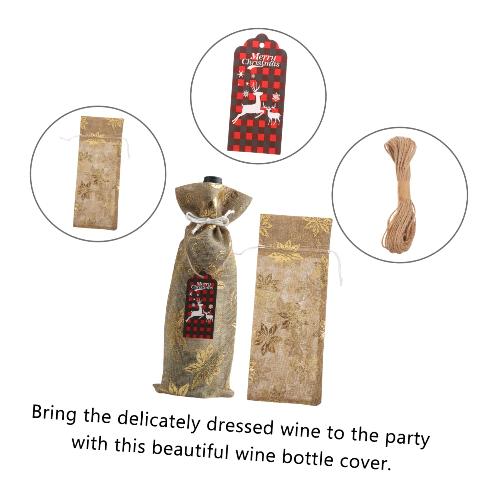 BRIGHTFUFU Housse De Bouteille De Vin De Noël Housse Créative Avec Étiquette Suspendue Pour Bouteille De Vin Standard