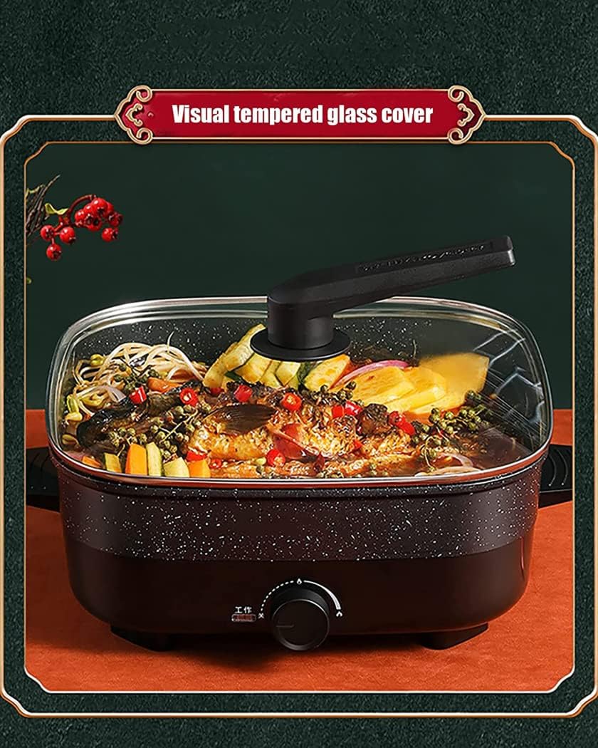 Multi Function 5L Electric Hot Pots Portable Electric Non Stick Frying Pan 1360W Electric Cooker for Travel Dorm