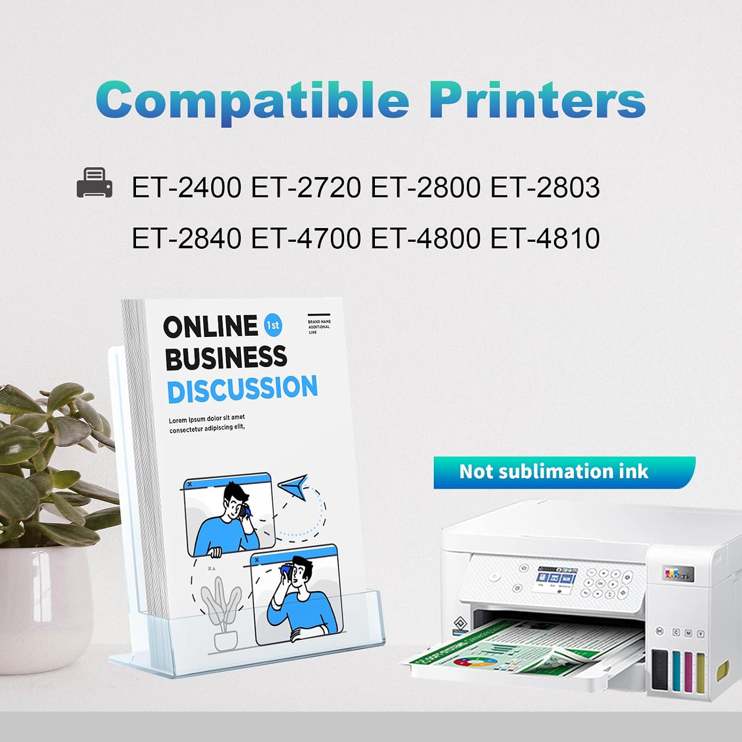 Replacement for Epson 522 Ink Refill Bottles Compatible for EcoTank ET-2800 ET-2803 ET-2400 ET-4810 ET-2840 ET-4700 ET-4800 ET-2720 Printer (Black,Cyan,Magenta,Yellow)
